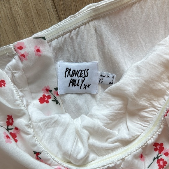 PRINCESS POLLY Floral Print White Bustier Corset Style Crop Tube Top - Picture 4 of 4